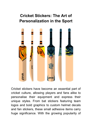 Cricket Stickers_ The Art of Personalization in the Sport