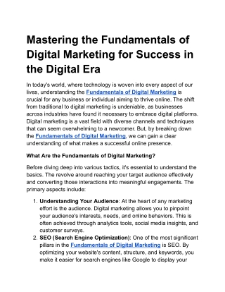 mastering the fundamentals of digital marketing