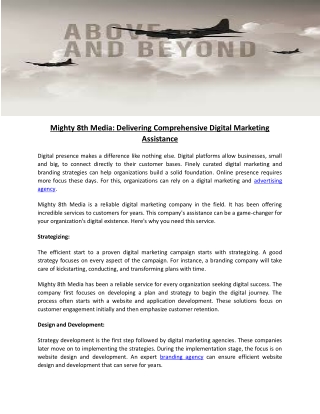 Mighty 8th Media Delivering Comprehensive Digital Marketing Assistance