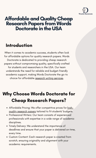 Affordable and Quality Cheap Research Papers from Words Doctorate in the USA