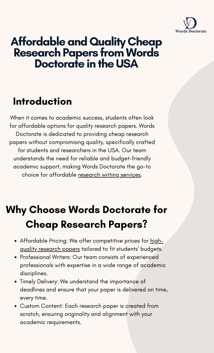 affordable and quality cheap research papers from