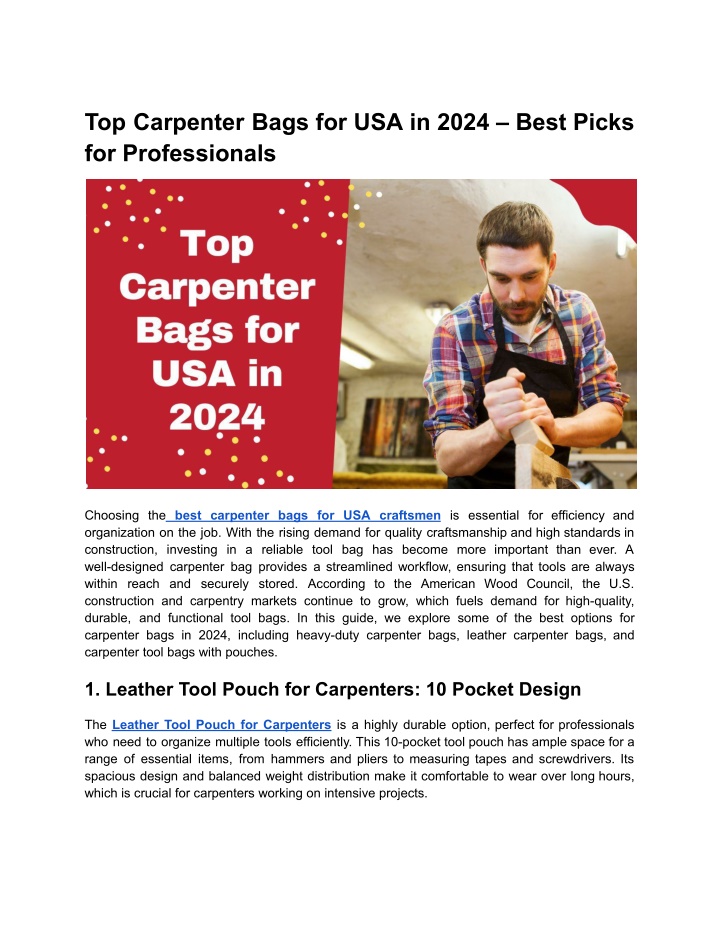 top carpenter bags for usa in 2024 best picks