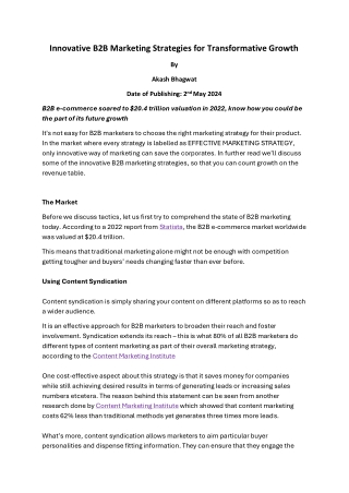 innovative b2b marketing strategies