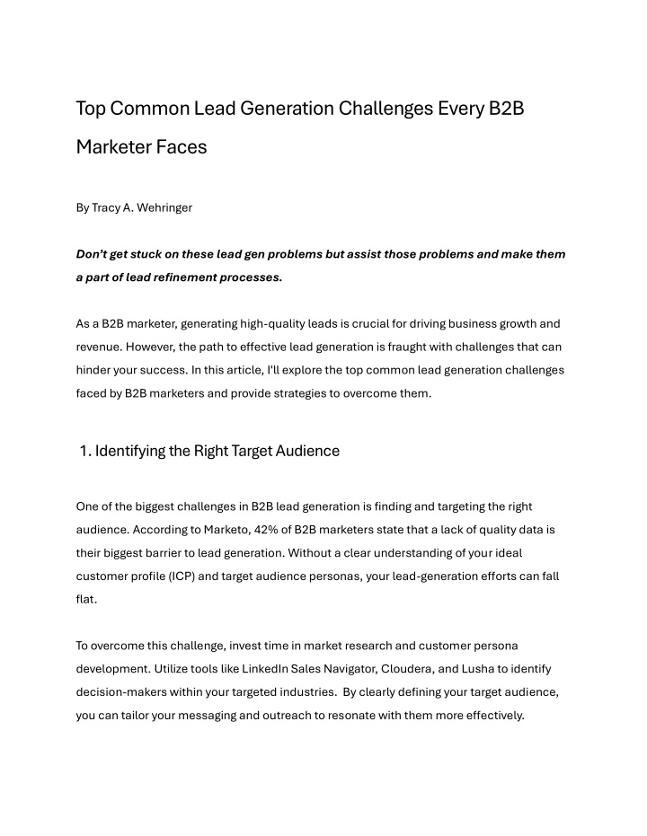 top common lead generation challenges every b2b