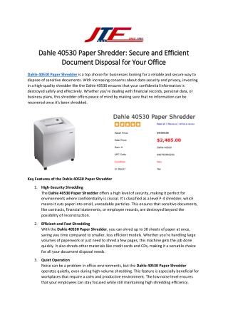 Dahle 40530 Paper Shredder: Secure and Efficient Document Disposal