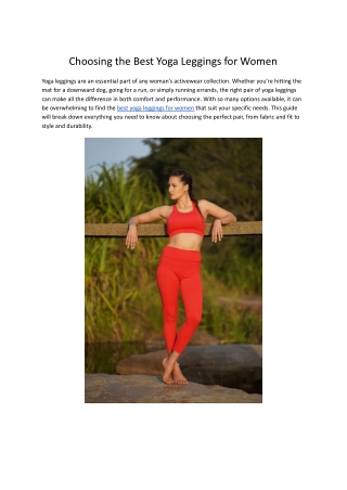 Choosing the Best Yoga Leggings for Women