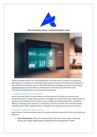 Home Automation Devices: Transforming Modern Living