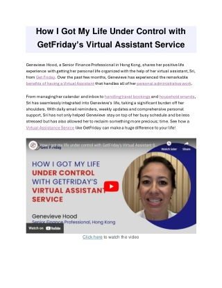 How I Got My Life Under Control with GetFriday’s Virtual Assistant Service