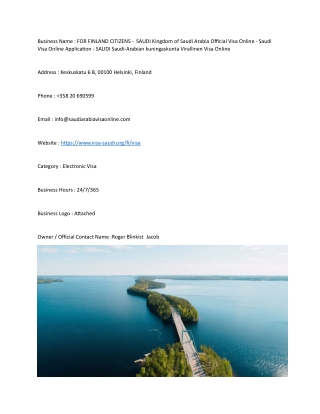 FOR FINLAND CITIZENS -  SAUDI Kingdom of Saudi Arabia Official Visa Online - Sau