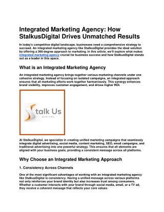 Integrated Marketing Agency