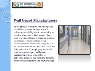 Wall Guard Manufacturers: Protecting Interiors with Innovative and Durable Solut