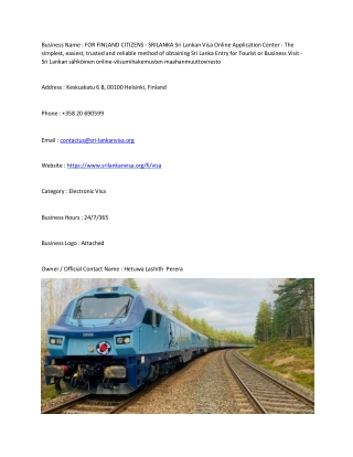 FOR FINLAND CITIZENS - SRILANKA  Sri Lankan Visa Online Application Center - The