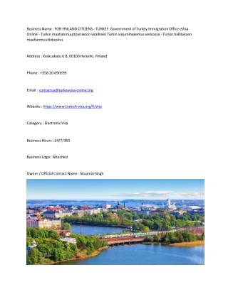 FOR FINLAND CITIZENS - TURKEY  Government of Turkey Immigration Office eVisa Onl
