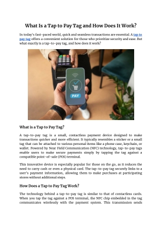 what is a tap to pay tag and how does it work