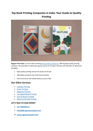 Top Book Printing Companies in India: Your Guide to Quality Printing