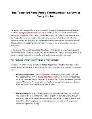 Essential Guide to the Testo 106: Reliable Food Probe Thermometer for Kitchens