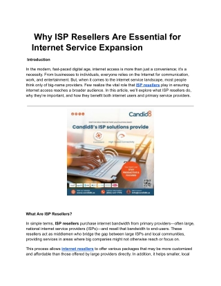 why isp resellers are essential for internet