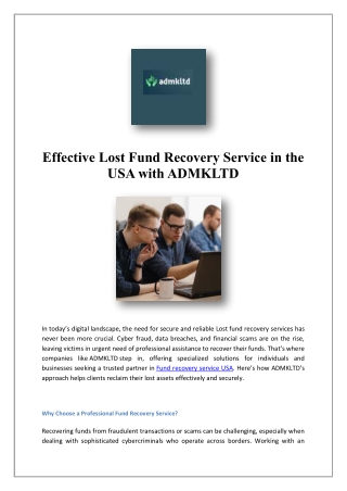 effective lost fund recovery service
