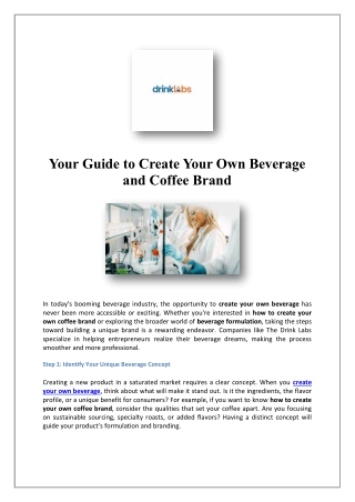 your guide to create your own beverage and coffee