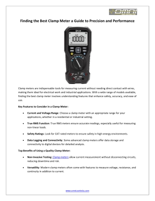 Finding the Best Clamp Meter a Guide to Precision and Performance