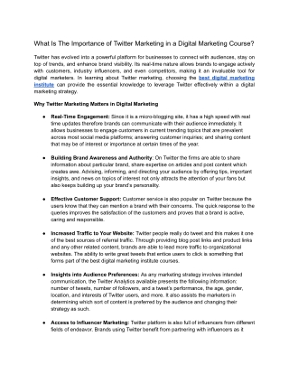 What Is The Importance of Twitter Marketing in a Digital Marketing Course_
