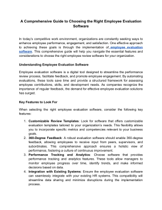 A Comprehensive Guide to Choosing the Right Employee Evaluation Software