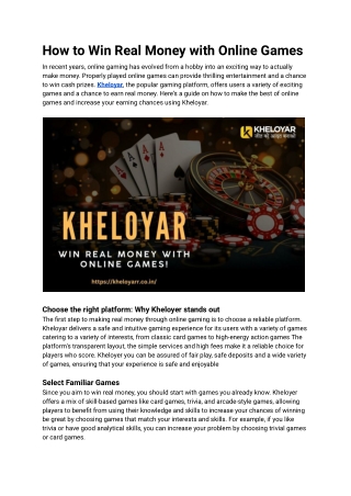 how to win real money with online games