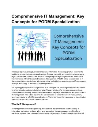 Comprehensive IT Management_ Key Concepts for PGDM Specialization