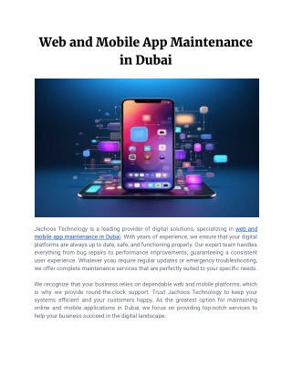 Web and Mobile App Maintenance in Dubai