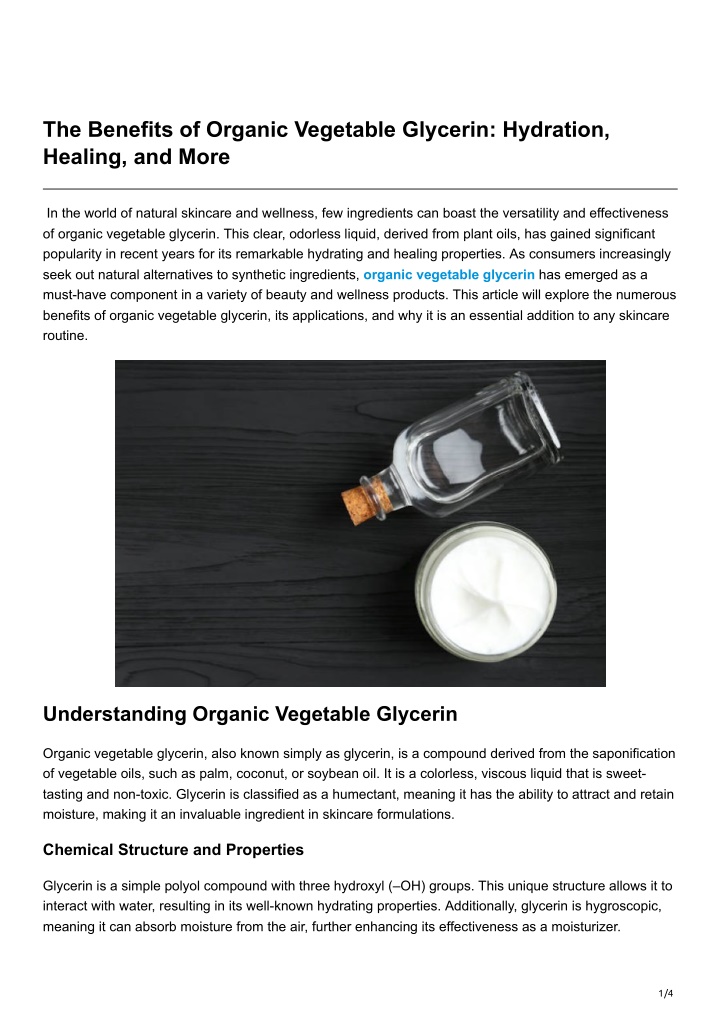 the benefits of organic vegetable glycerin