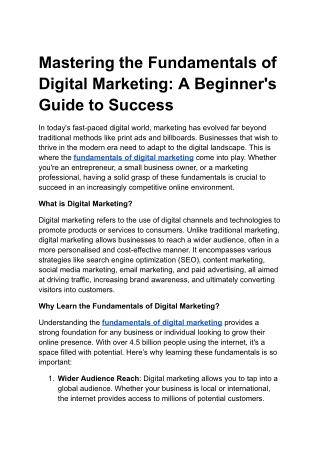 mastering the fundamentals of digital marketing