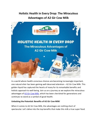 Holistic Health in Every Drop The Miraculous Advantages of A2 Gir Cow Milk