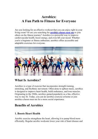 Aerobics A Fun Path to Fitness for Everyone