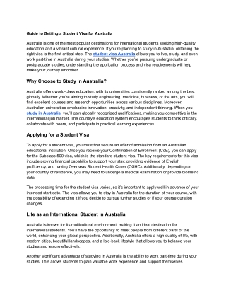 Australia Student Visa: Your Gateway to World-Class Education