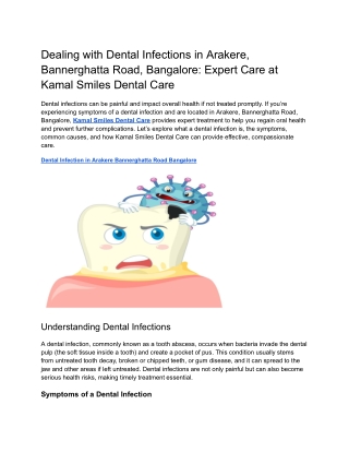 Dealing with Dental Infections in Arakere, Bannerghatta Road, Bangalore_ Expert Care at Kamal Smiles Dental Care