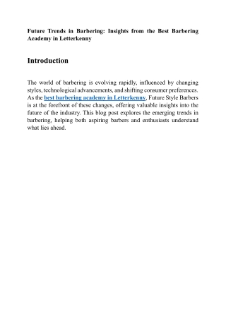 Future Trends in Barbering Insights from the Best Barbering Academy in Letterkenny