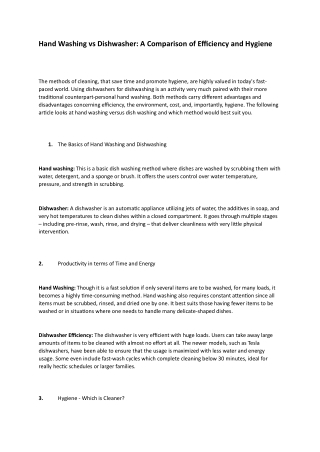 Hand Washing vs Dishwasher: A Comparison of Efficiency and Hygiene