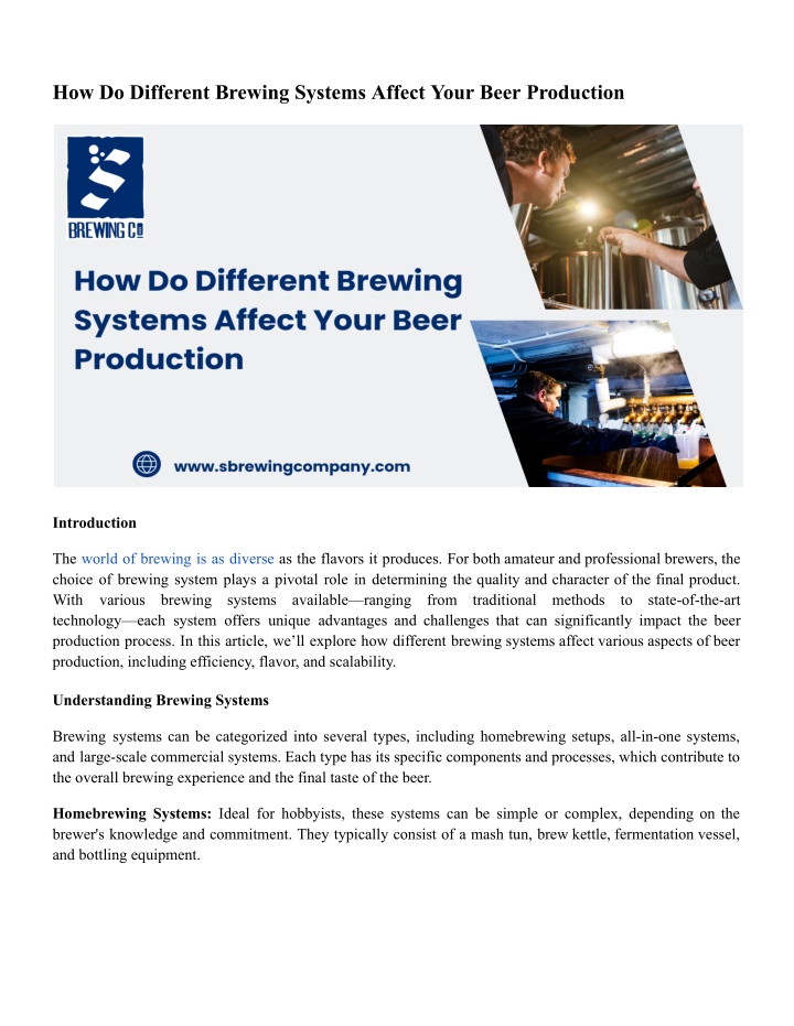 how do different brewing systems affect your beer