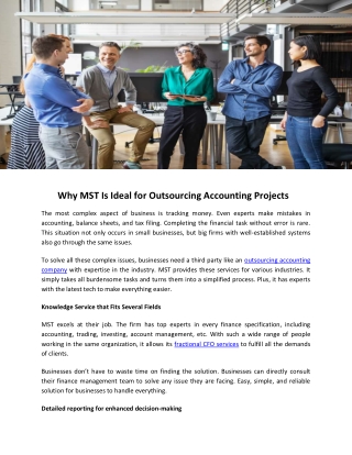 Why MST Is Ideal for Outsourcing Accounting Projects