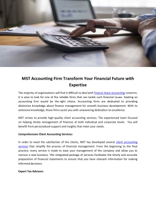 MST Accounting Firm Transform Your Financial Future with Expertise