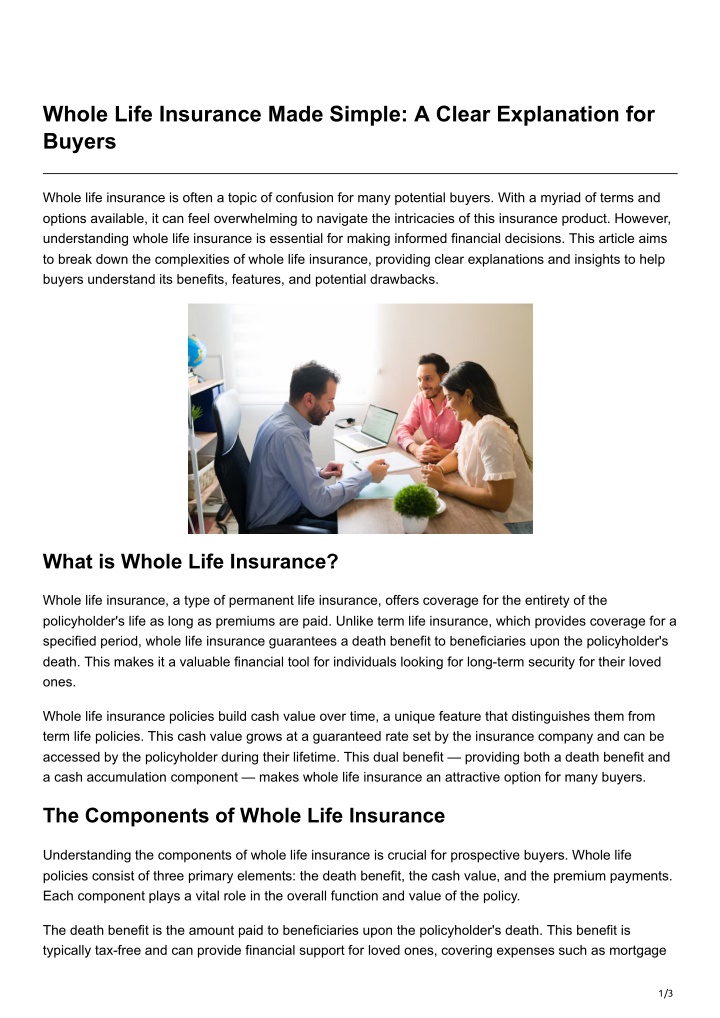 whole life insurance made simple a clear