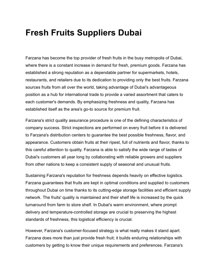 fresh fruits suppliers dubai