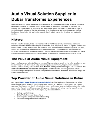 audio visual solution supplier in dubai