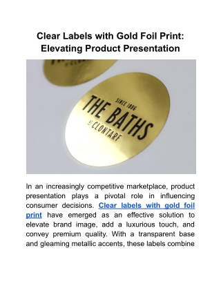 Clear Labels with Gold Foil Print_ Elevating Product Presentation