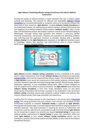 agile advisors pioneering software testing