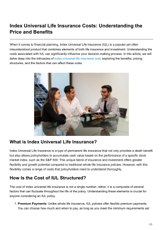 Index Universal Life Insurance Costs Understanding the Price and Benefits