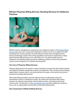 Efficient Physician Billing Services: Boosting Revenue for Healthcare Practices