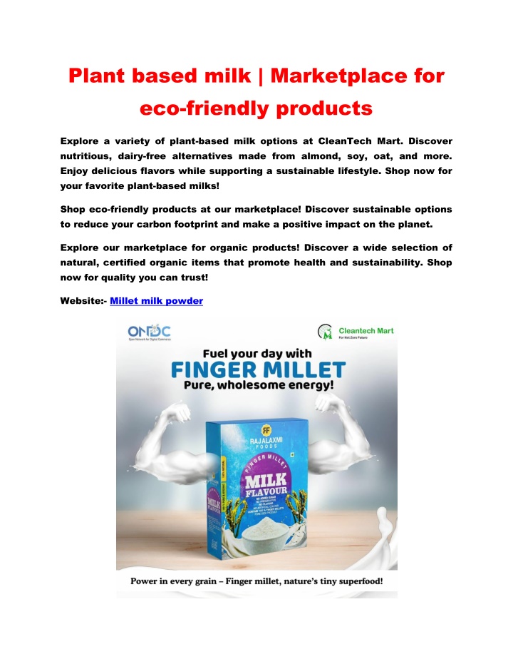 plant based milk marketplace for eco friendly