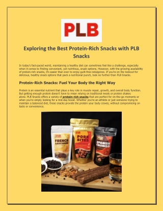 Exploring the Best Protein-Rich Snacks with PLB Snacks