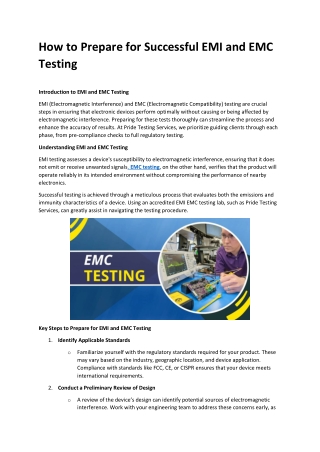 how to prepare for successful emi and emc testing